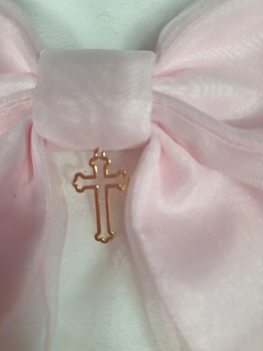Angelic Pretty Soft Pink Sheer Ribbon Cross Hair Clip | Classic Lolita